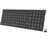 iClever Bluetooth Keyboard BK10, Rechargeable Keyboard Bluetooth Ergonomic Full Size German Standard QWERTZ stable connection for iPad, iPhone, Mac, iOS, Android, Win