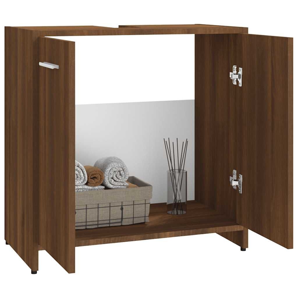 vidaXL Badkamerkast 60x33x60 cm bewerkt hout bruin eikenkleur