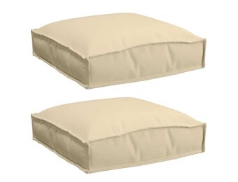 vidaXL Palletkussen voor zitting 2 pcs Beige 40 x 40 x 8 cm