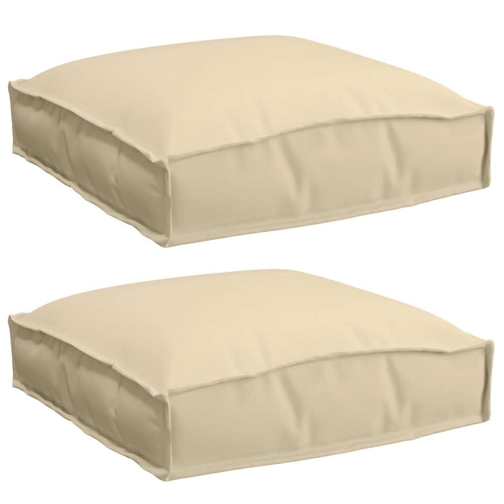 vidaXL Palletkussen voor zitting 2 pcs Beige 40 x 40 x 8 cm