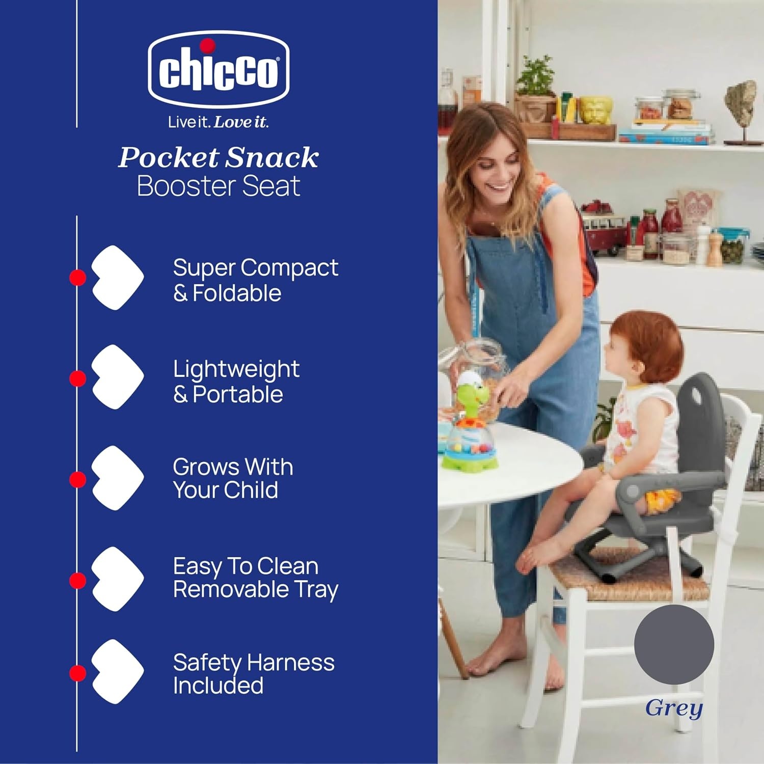 Chicco Pocket Snack Verhoogde Kinderstoel - Dark Grey