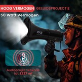 Pyle Megaphone 50 Watt - Draagbare Speaker met Microfoon, Sirene en LED - Zwart