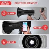 Pyle Megaphone 50 Watt - Draagbare Speaker met Microfoon, Sirene en LED - Zwart