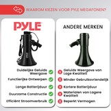Pyle Megaphone 50 Watt - Draagbare Speaker met Microfoon, Sirene en LED - Zwart