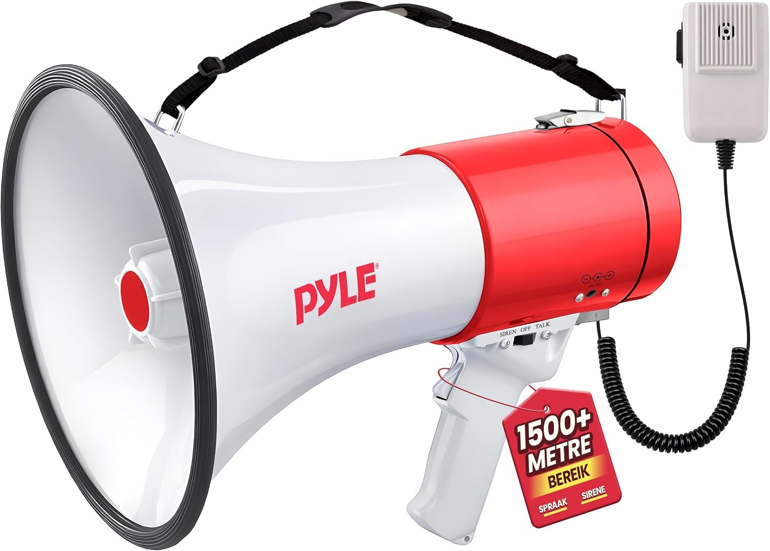 Pyle Megaphone 50 Watt - Draagbare Speaker met Microfoon, Sirene en LED - Zwart