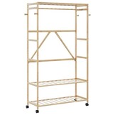 vidaXL Kledingrek met schappen en wielen 110x40x180 cm bamboe
