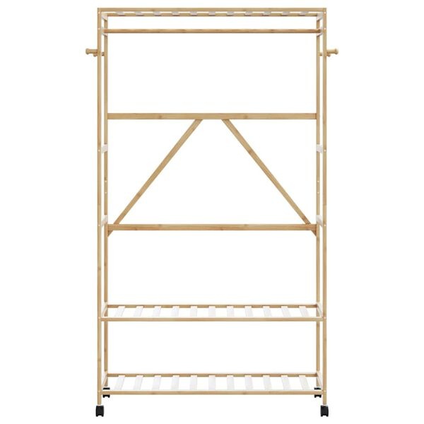 vidaXL Kledingrek met schappen en wielen 110x40x180 cm bamboe