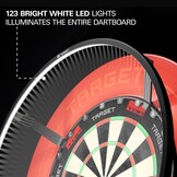 Target Darts Corona Vision Dartbord-lichtsysteem, zwarte dartlichtring, led-verlichting, dartbord beschermring, dart-accessoires, dartsurround, dartverlichting