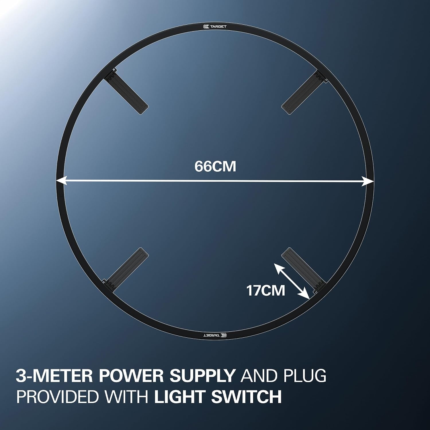 Target Darts Corona Vision Dartbord-lichtsysteem, zwarte dartlichtring, led-verlichting, dartbord beschermring, dart-accessoires, dartsurround, dartverlichting