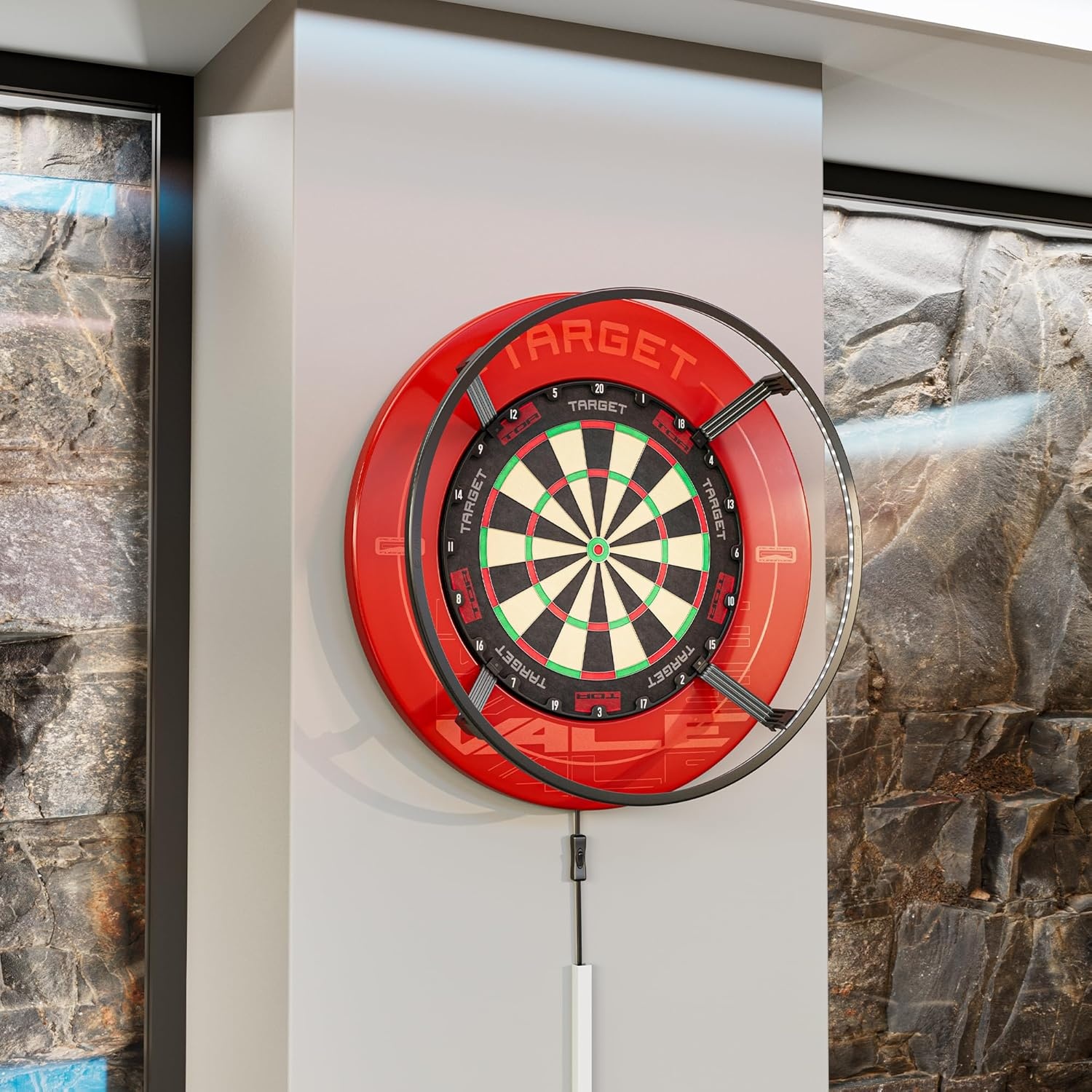 Target Darts Corona Vision Dartbord-lichtsysteem, zwarte dartlichtring, led-verlichting, dartbord beschermring, dart-accessoires, dartsurround, dartverlichting
