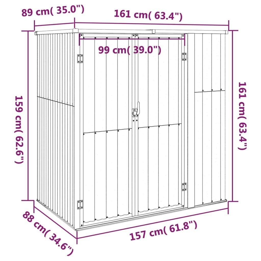 vidaXL Tuinschuur 161x89x161 cm gegalvaniseerd staal antracietkleurig