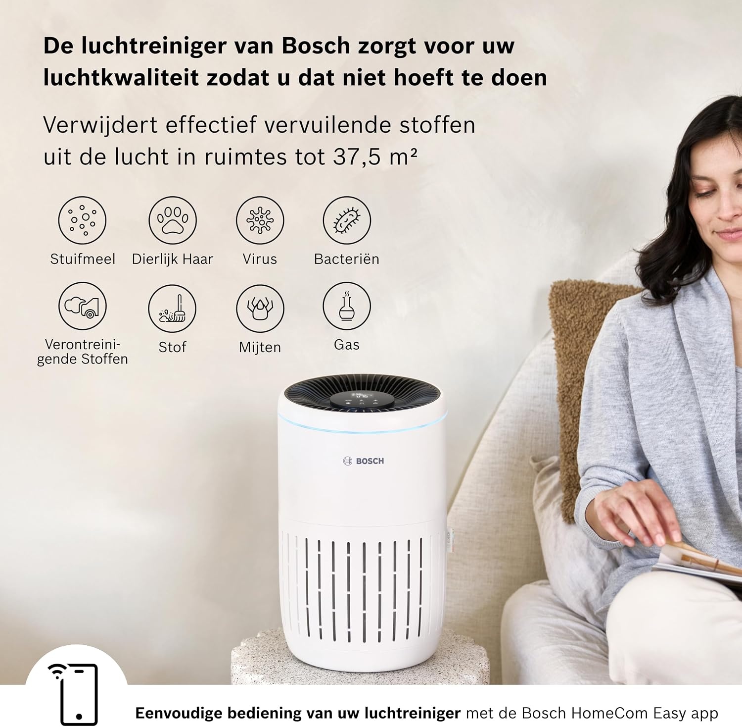 Bosch Air 2000i Luchtreiniger - Wit - Voor ruimtes tot 37 m²