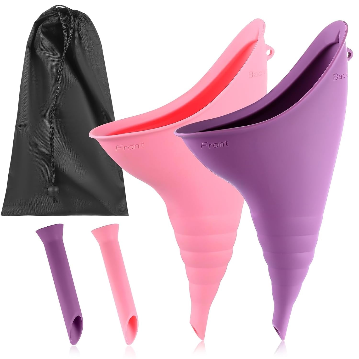 2PCS Urinella for Women, Pee Aid for Women, Reusable Women Urinal Urinal, Female Urinal Portable Silicone Funnel for Travel, Hiking, Camping, Car, Festival