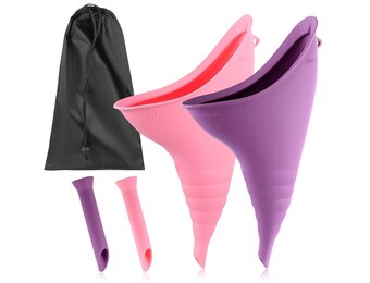 2PCS Urinella for Women, Pee Aid for Women, Reusable Women Urinal Urinal, Female Urinal Portable Silicone Funnel for Travel, Hiking, Camping, Car, Festival