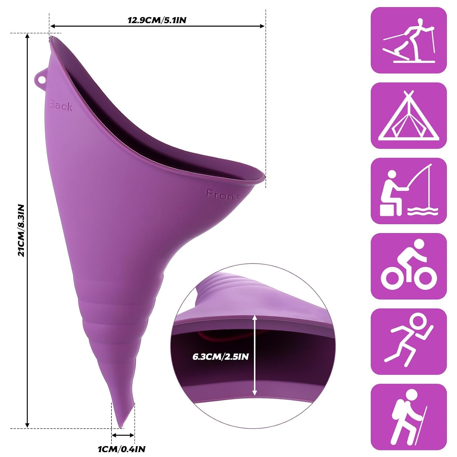 2PCS Urinella for Women, Pee Aid for Women, Reusable Women Urinal Urinal, Female Urinal Portable Silicone Funnel for Travel, Hiking, Camping, Car, Festival