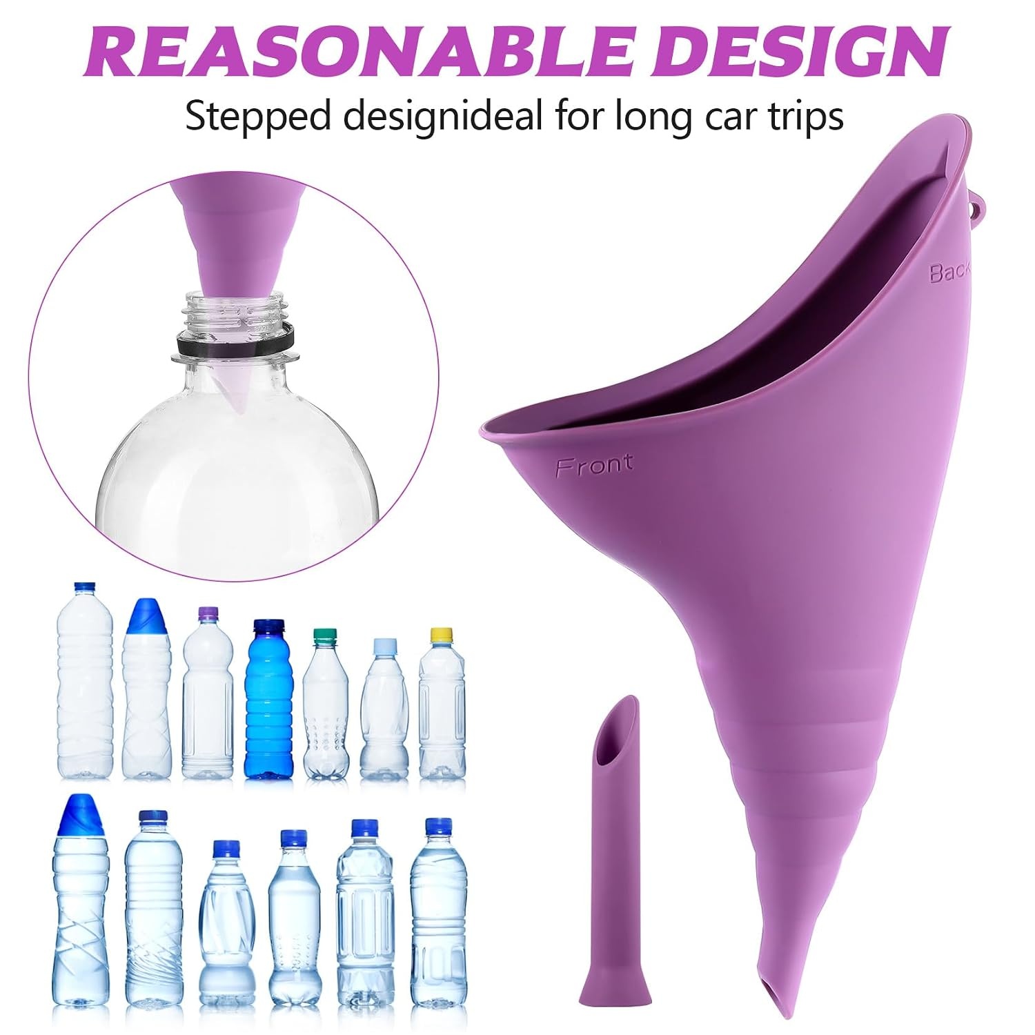 2PCS Urinella for Women, Pee Aid for Women, Reusable Women Urinal Urinal, Female Urinal Portable Silicone Funnel for Travel, Hiking, Camping, Car, Festival