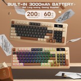 LexonElec M96 Draadloos Gaming Toetsenbord - 94 Toetsen - Semi-mechanisch - Koffiebruin