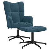 vidaXL Relaxstoel met voetenbank fluweel blauw