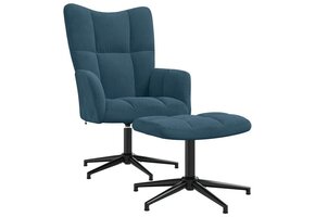 Blauwe Fluwelen Relaxstoel met Voetenbank - 41% Korting!