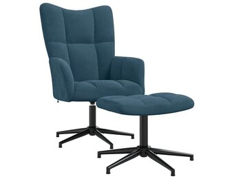 vidaXL Relaxstoel met voetenbank fluweel blauw