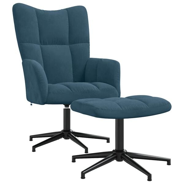 vidaXL Relaxstoel met voetenbank fluweel blauw