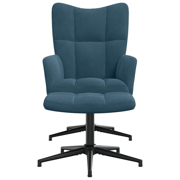 vidaXL Relaxstoel met voetenbank fluweel blauw