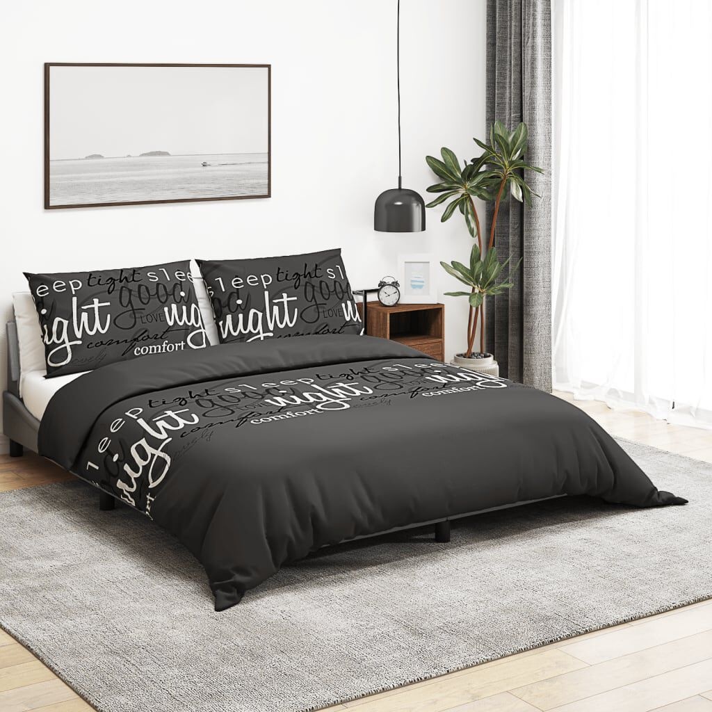 vidaXL Dekbedovertrekset 200x220 cm katoen zwart