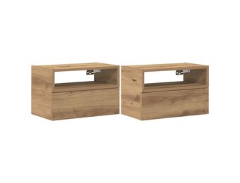 vidaXL Nachtkastjes 2 st wandgemonteerd 45x26x28,5 cm artisanaal eiken