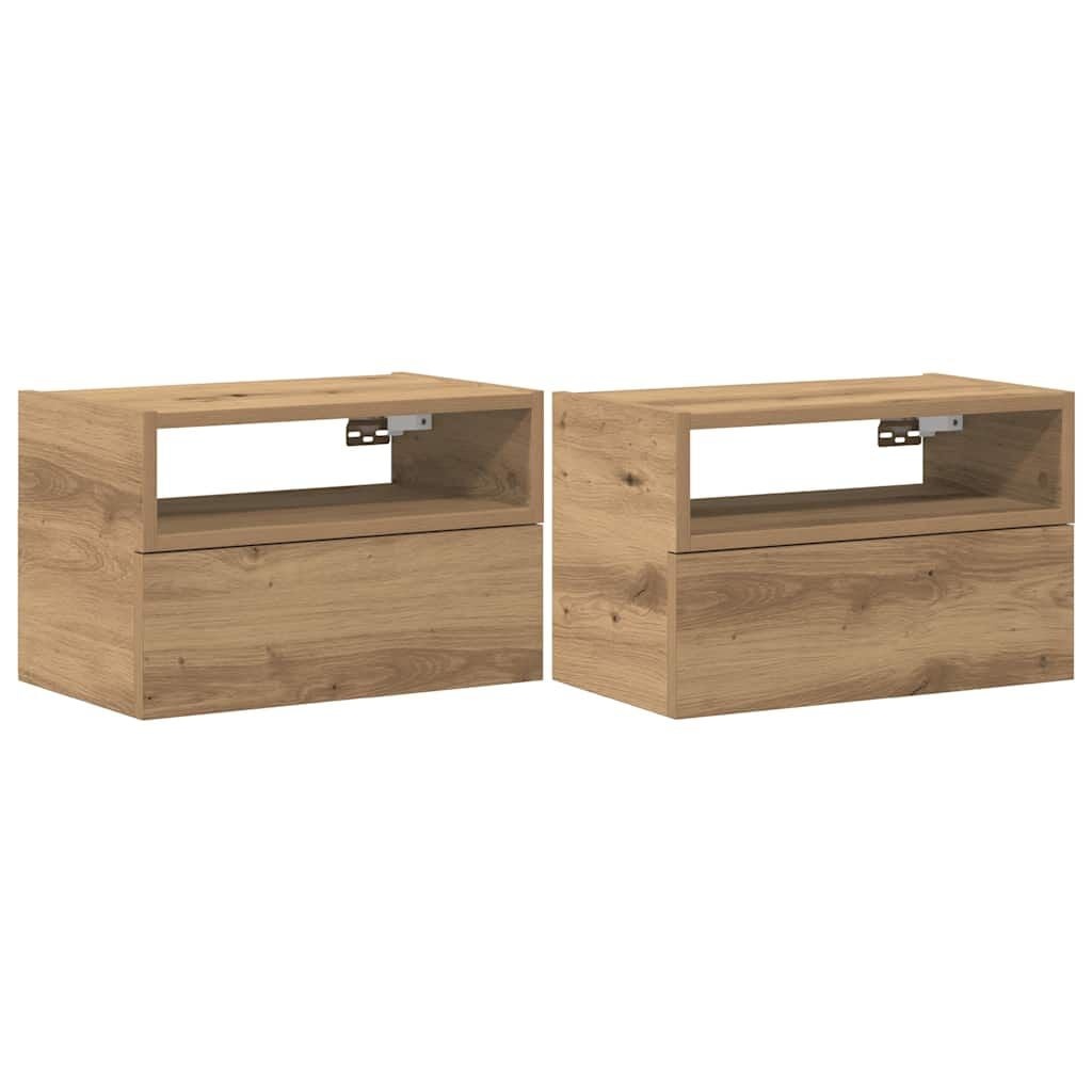 vidaXL Nachtkastjes 2 st wandgemonteerd 45x26x28,5 cm artisanaal eiken