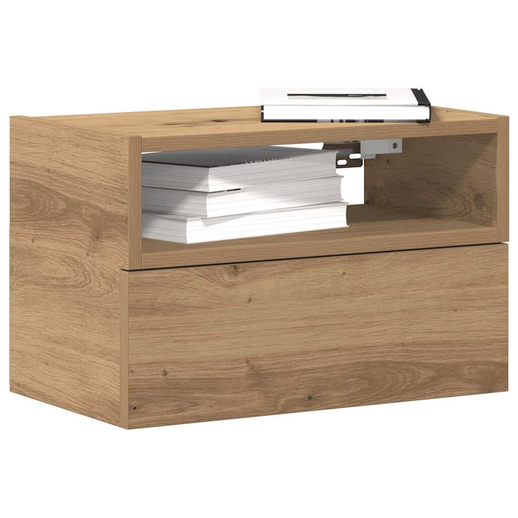 vidaXL Nachtkastjes 2 st wandgemonteerd 45x26x28,5 cm artisanaal eiken