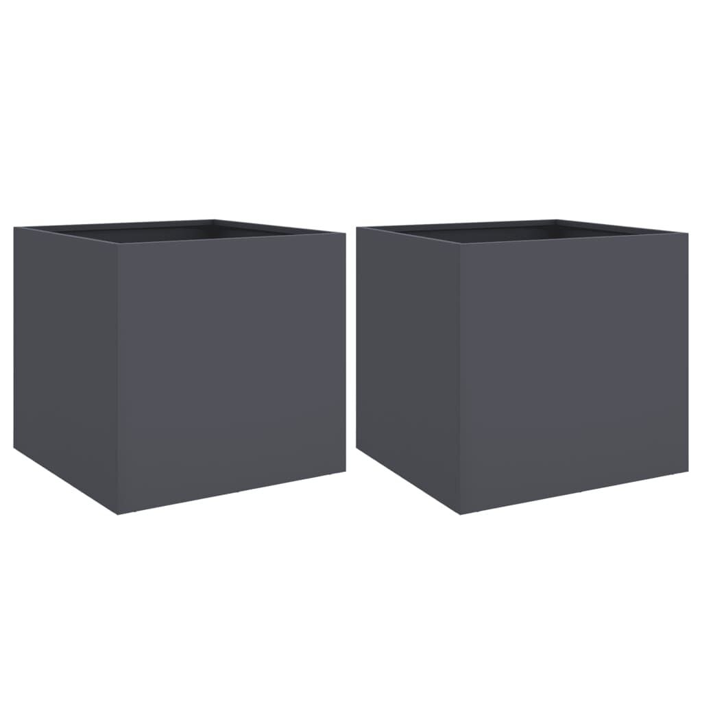 vidaXL Plantenbakken 2 st 49x47x46 cm staal antracietkleurig