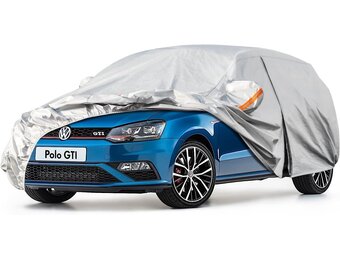 Kayme Autohoes Waterdicht Ademend voor Volkswagen Polo (1981-2024), 6 Layer Full Garage Car Cover voor Regen Zon Stof Bescherming Bekrast, Auto Cover met Reflecterende Strepen. - Maat Geschikt voor Volkswagen Polo(1981-2024)