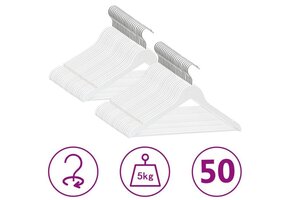 vidaXL 50-delige Anti-slip Kledinghangerset - Hardhout Wit (60% Korting)