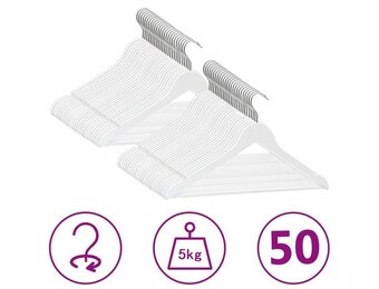 vidaXL 50-delige Kledinghangerset anti-slip hardhout wit