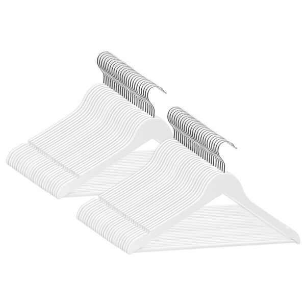 vidaXL 50-delige Kledinghangerset anti-slip hardhout wit