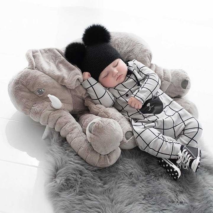 Grote knuffel - Olifant - Knuffel kussen - Pluche - Grijs