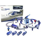Elektrische treinbaan - politie - 92 elementen - blauw
