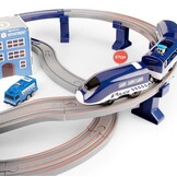 Elektrische treinbaan - politie - 92 elementen - blauw