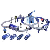 Elektrische treinbaan - politie - 92 elementen - blauw