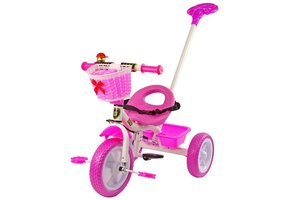 Roze Driewieler met Duwstang & EVA-Wielen - 49% Korting