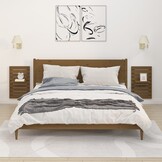 Set Wandgemonteerde Nachtkastjes Grenenhout - 50% Korting