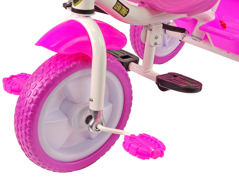Driewieler met duwstang - 95x48x90cm - met fietsmandje - roze