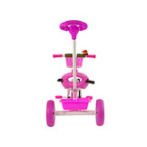 Driewieler met duwstang - 95x48x90cm - met fietsmandje - roze