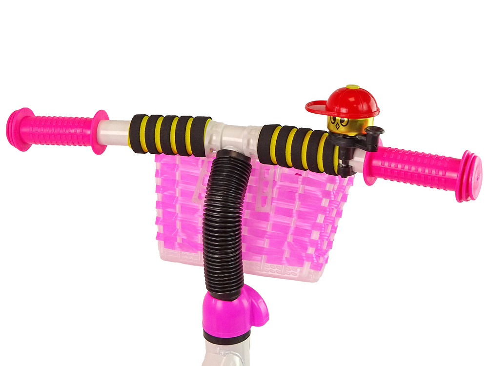 Driewieler met duwstang - 95x48x90cm - met fietsmandje - roze