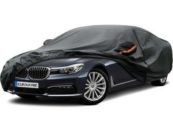 Kayme Autohoes voor Sedan 530 cm, 7-laags waterdichte autogarage, Zwart