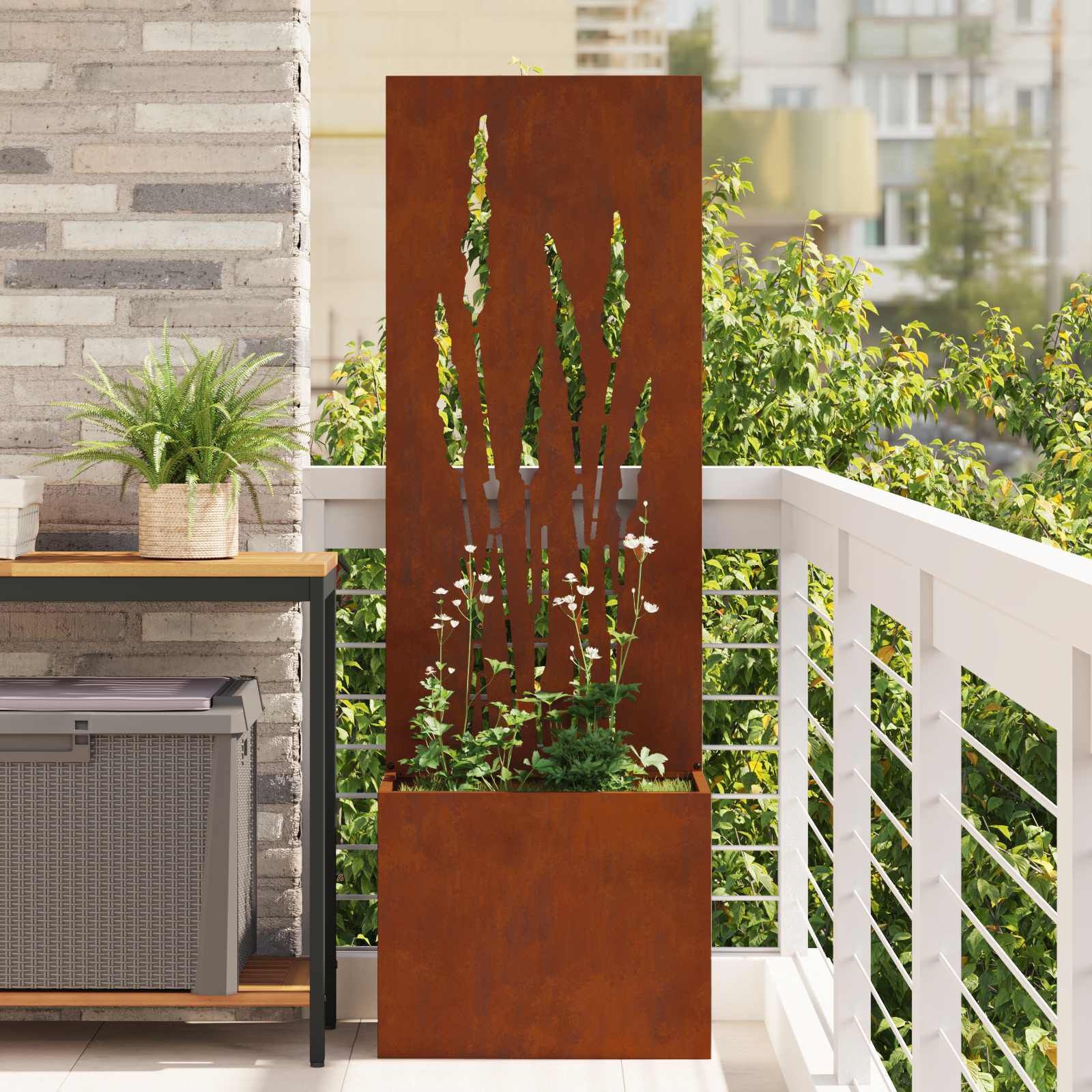 vidaXL Tuinplant met Decoratief Paneel Roestig 50 x 140 cm Cortenstaal