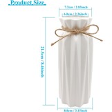 Vaas wit 21,5cm hoog glazuur, bloemenvaas modern keramiek met jute koord, decoratieve vazen voor pampagras bloemen gedroogde bloemen, boho vaas voor thuis woonkamer eettafel kantoor decor - Maat 21.5CM
