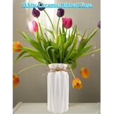 Vaas wit 21,5cm hoog glazuur, bloemenvaas modern keramiek met jute koord, decoratieve vazen voor pampagras bloemen gedroogde bloemen, boho vaas voor thuis woonkamer eettafel kantoor decor - Maat 21.5CM
