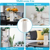 Vaas wit 21,5cm hoog glazuur, bloemenvaas modern keramiek met jute koord, decoratieve vazen voor pampagras bloemen gedroogde bloemen, boho vaas voor thuis woonkamer eettafel kantoor decor - Maat 21.5CM