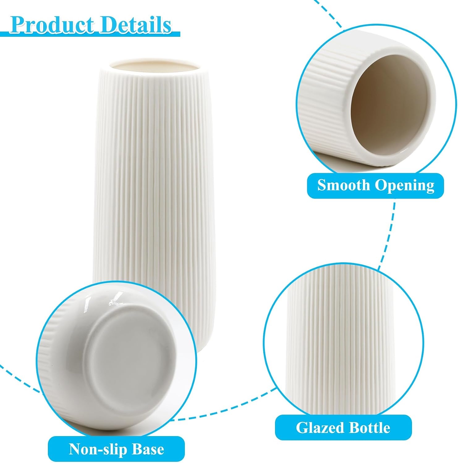 Moderne Witte Keramische Vaas 20 cm - 57% Korting